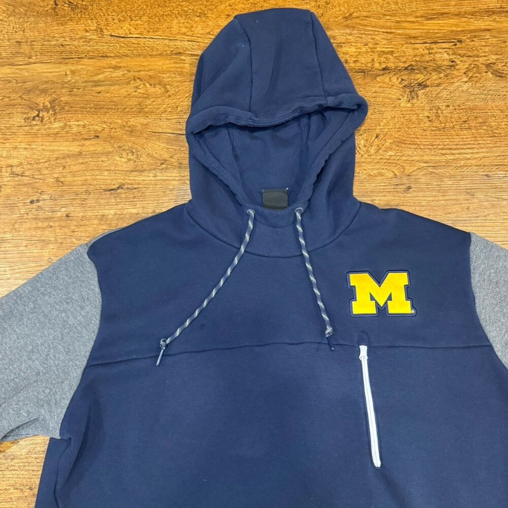 Nike‎ Blue Michigan Wolverines College Logo Pullover Hoodie Sweatshirt Men's 2XL